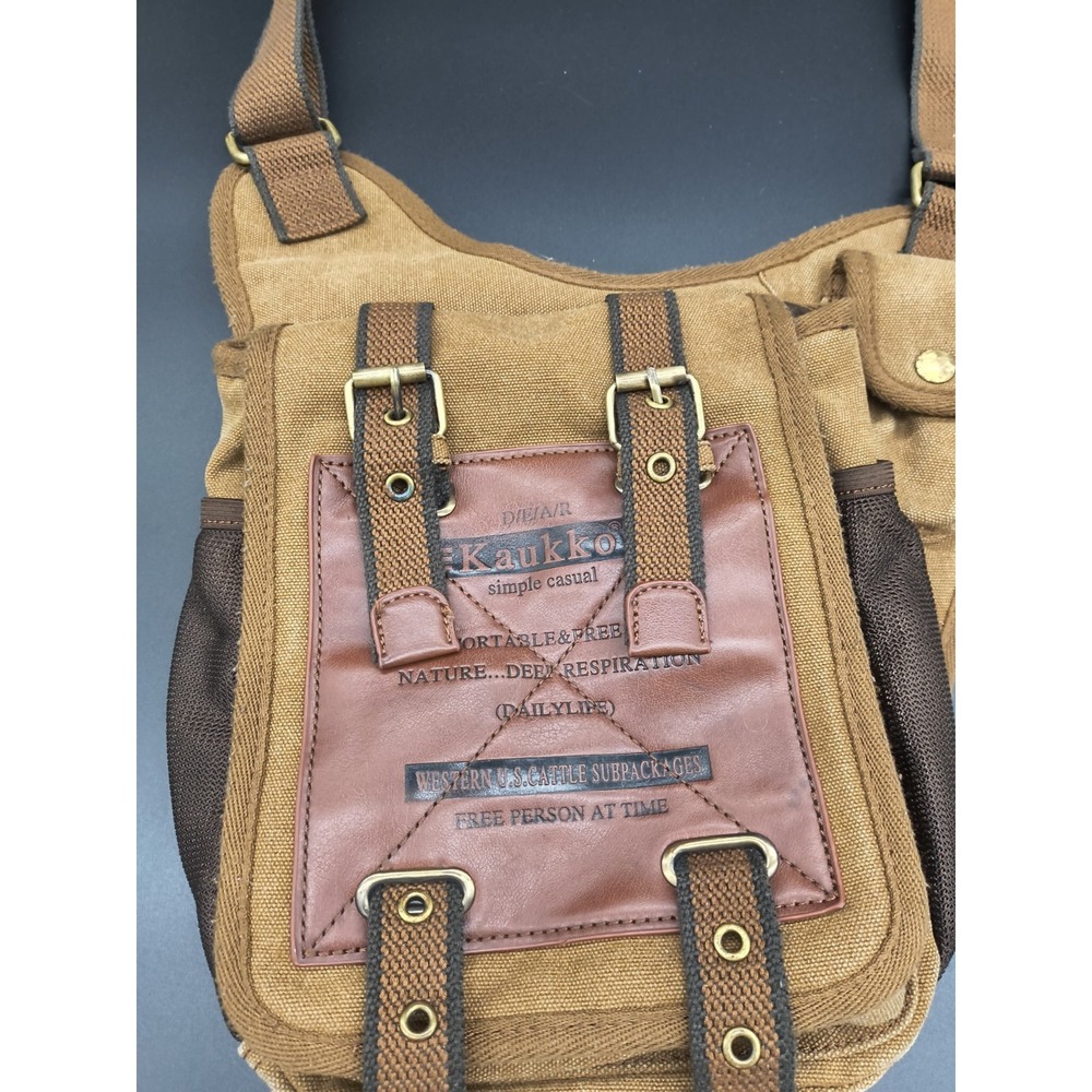 Kaukko Tactical Crossbody / Military Sling Messenger Bag 100% Cotton Leather Acc